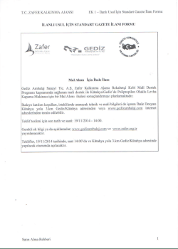 İhale ilanını indirmek i&ccedil;in tıklayınız.