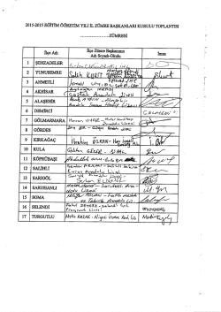 Page 1 2015-2015 EGITIM &Ouml;GRETM YILI IL Z&Uuml;MRE BASKANLARI