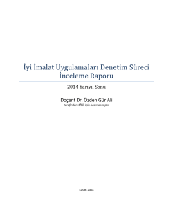 İyi İmalat Uygulamaları Denetim S&uuml;reci İnceleme Raporu