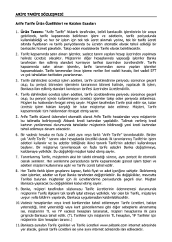 Arife Tarife S&ouml;zleşmesi ve Bilgilendirme Formu