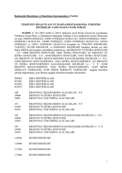 Tekd&uuml;zen Hesap Planı ve İzahnamesi Hakkında