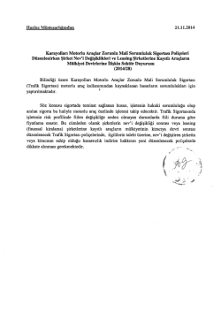 Karayolları Motorlu Ara&ccedil;lar Zorunlu Mali Sorumluluk Sigortası