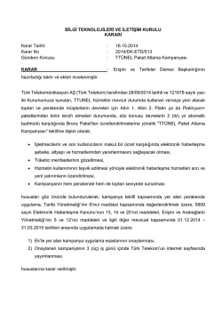 BİLGİ TEKNOLOJİLERİ VE İLETİŞİM KURULU KARARI