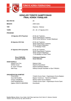 2014 gen&ccedil;ler t&uuml;rkiye şampiyonası final k&uuml;rek yarışları b&uuml;lteni
