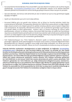 Kurumsal Online Hizmet Merkezi &Uuml;yelik S&ouml;zleşmesi