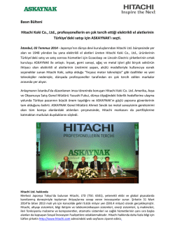 Basın Bülteni Hitachi Koki Co., Ltd
