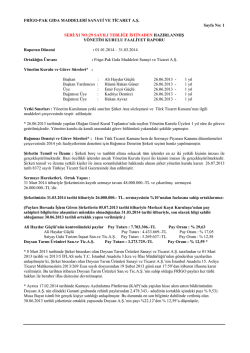 31 MART 2014 FAALIYET RAPORU - Frigo-Pak