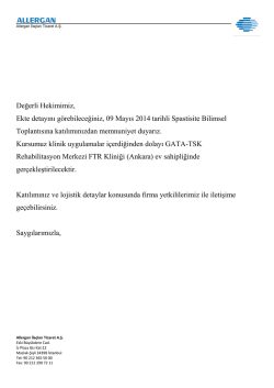 09 Mayıs 2014 tarihli Spastisite Bilimsel Toplantısı ajandasına