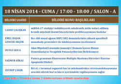 18 NİSAN 2014 - CUMA / 17:00 - 18:00 / SALON