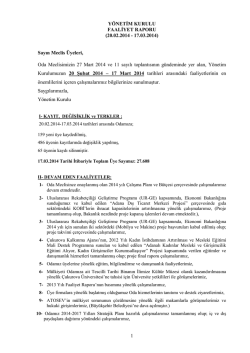 MART Ayı Y&ouml;netim Kurulu Faaliyet Raporu i&ccedil;in TIKLAYINIZ.