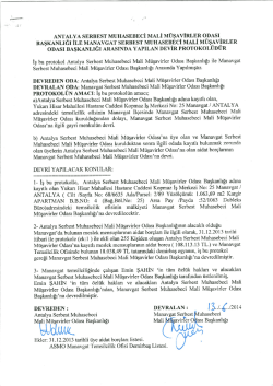 Devir Protokol&uuml; - Manavgat SMMM Odası