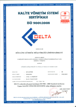 Kalite Y&ouml;netim Sertifikası