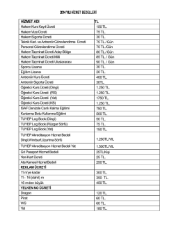 2014 yılı hizmet bedelleri hizmet adı