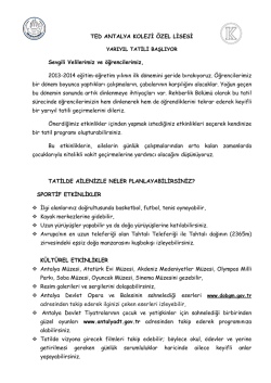 tatil &ouml;nerileri - TED Antalya Koleji