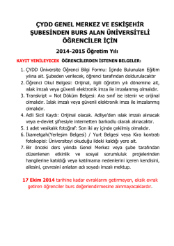 &ccedil;ydd genel merkez ve eskişehir şubesinden burs alan &uuml;niversiteli