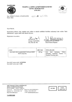 Teklif İsteme Mektubu - Makina ve Kimya End&uuml;strisi Kurumu