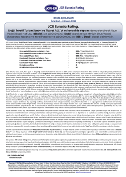 PRESS RELEASE - JCR Eurasia Rating