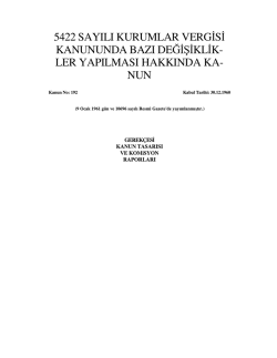 5422 sayılı kurumlar vergisi kanununda bazı değişiklik