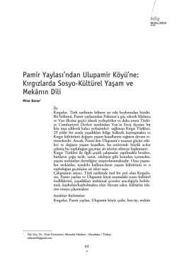 Kırgızlarda Sosyo-K&uuml;lt&uuml;rel Yaşam ve Mek&acirc;nın Dili