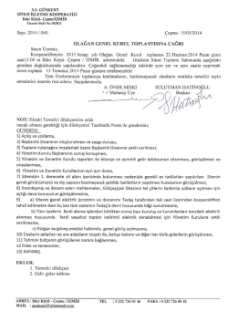 Olağan Genel Kurul Toplantısına Çağrı