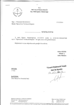 İl&ccedil;e Milli Eğitim M&uuml;d&uuml;rl&uuml;ğ&uuml; Yazısı