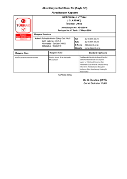 Akreditasyon Sertifikası Eki (Sayfa 1/1) Akreditasyon Kapsamı Dr. H
