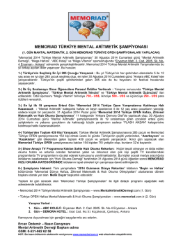 Memoriad 2014 Detaylı Basın Bülteni (PDF)