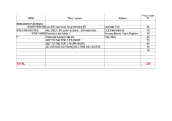 ISBN Titre / auteur Editeur 9782011554338Les 500 exercices de