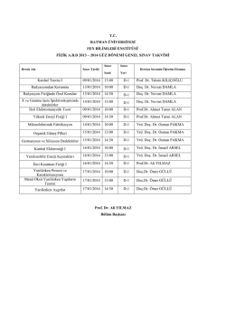 2014 GÜZ DÖNEMİ GENEL SINAV TAKVİMİ Katı