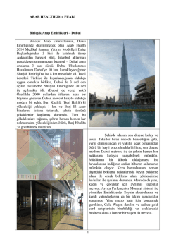 Dubai Arab Health 2014 den İzlenimler makalesini okumak için