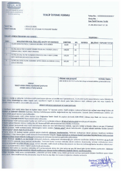 TEKLİF İSTEME FORMU Talep No. z M00000000000007