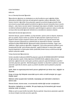 4.Sınıf Veli B&uuml;lteni EKİM AYI Fen ve Teknoloji Dersinde &Ouml;ğrenciler