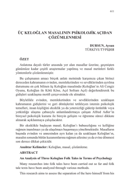 DURSUN, Aysun-&Uuml;&Ccedil; KELOĞLAN MASALININ PSİKOLOJİK