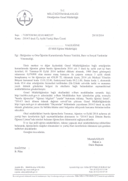 2014/3. D&ouml;nem &Uuml;&ccedil; Aylık Yurti&ccedil;i Burs &Uuml;cretleri ilgili muhasebe