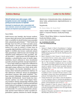 Edit&ouml;re Mektup Letter to the Editor