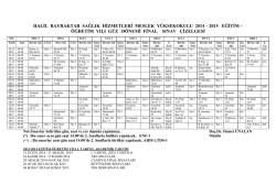 2014-2015 G&uuml;z D&ouml;nemi Final Sınav Programı