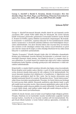 Identity Economics / George A. Akerloff ve Rachel E. Kranton