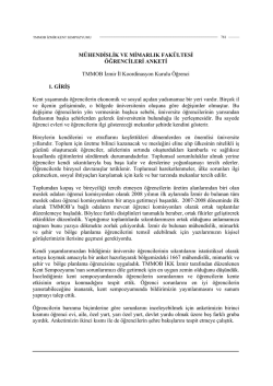 M&uuml;hendislik ve Mimarlık Fak&uuml;ltesi &Ouml;ğrenci Anketi