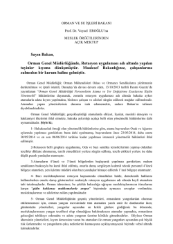 Bakana A&ccedil;ık Mektup - Orman M&uuml;hendisleri Odası