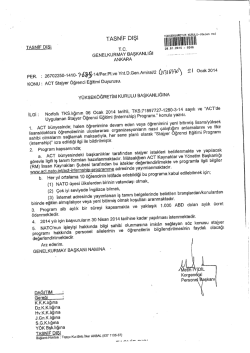 TASNİF DI ı , TASi&icirc;lCl-l DlŞl m&rsaquo; GENELKURMAY BAŞKANLıĞı ` PER