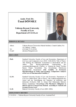 Assist. Prof. Dr. &Uuml;nsal D&Ouml;NMEZ - Yıldırım Beyazıt &Uuml;niversitesi