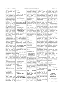 Ana S&ouml;zleşme Tarih 23 OCAK 2014 - Tic. Sic. Gaz. Sayı 8492