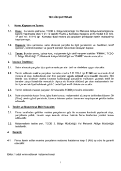 TEKNİK ŞARTNAME