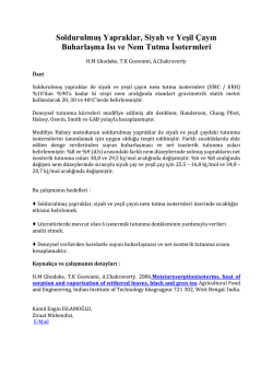 Soldurulmuş Yapraklar, Siyah ve Yeşil &Ccedil;ayın Buharlaşma