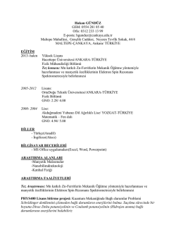 Detaylı özgeçmiş - Çankaya Üniversitesi Malzeme Bilimi ve