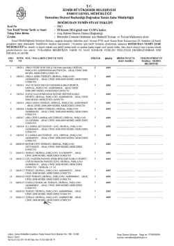 Kod No Son Teklif Verme Tarih ve Saati Talep Eden Birim