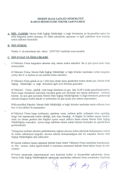 Teknik şartname - Mersin Sağlık M&uuml;d&uuml;rl&uuml;ğ&uuml;