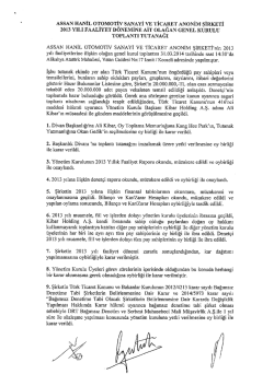 ASSAN HANİL oroMoTİv sANAYİ via: TİCARET ANONİM şİRKETİ