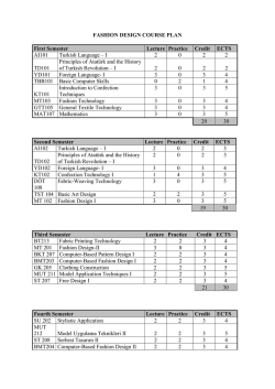 FASHION DESIGN COURSE PLAN First Semester Lecture Practice