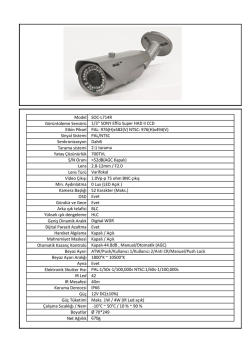 SONY Effio Super HAD II CCD Etkin Piksel PAL: 976(H)x582(V